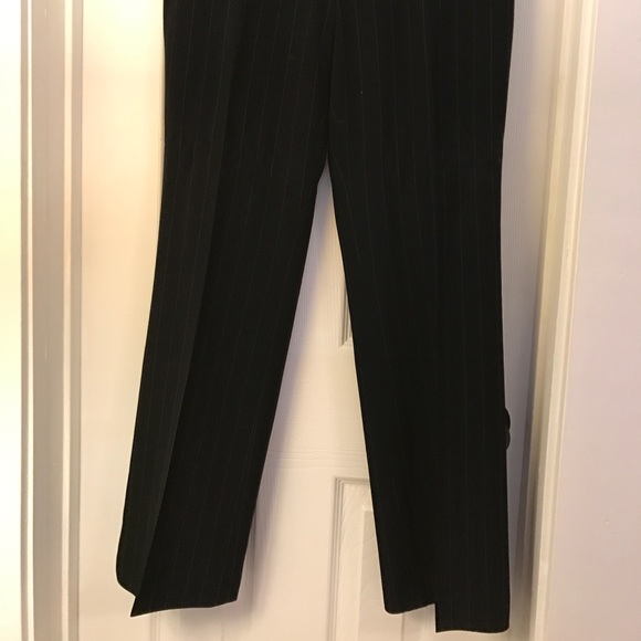 Ann Taylor Black pinstripe slacks size 4p - Picture 2 of 7